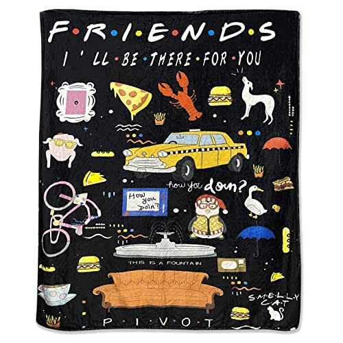 Friends Blanket,Friends TV Show Gifts,Friends TV Show Merchandise,Double Sided Print Throw Soft Warm Lightweight Blanket for Friends Fans Birthday Christmas,Home Living Room Decor Black 51"x59"