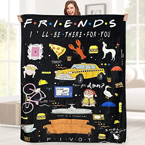 Friends Blanket,Friends TV Show Gifts,Friends TV Show Merchandise,Double Sided Print Throw Soft Warm Lightweight Blanket for Friends Fans Birthday Christmas,Home Living Room Decor Black 51"x59"