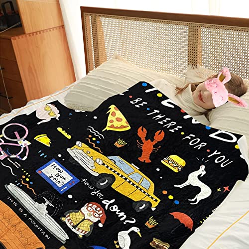 Friends Blanket,Friends TV Show Gifts,Friends TV Show Merchandise,Double Sided Print Throw Soft Warm Lightweight Blanket for Friends Fans Birthday Christmas,Home Living Room Decor Black 51"x59"