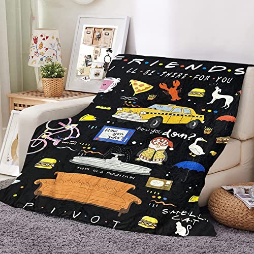 Friends Blanket,Friends TV Show Gifts,Friends TV Show Merchandise,Double Sided Print Throw Soft Warm Lightweight Blanket for Friends Fans Birthday Christmas,Home Living Room Decor Black 51"x59"