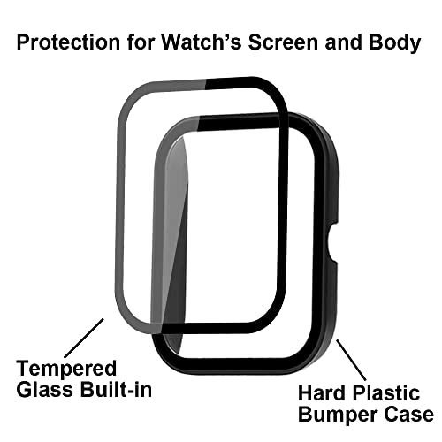 smaate Smart Watch Cases with Screen Protector for P22, Compatible with Donerton Popglory CanMixs Kalinco P22 1.4” Smartwatch, Hard PC Case with Tempered Glass, Protecting Watch Body & Screen