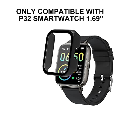 smaate Smart Watch Cases with Screen Protector for P22, Compatible with Donerton Popglory CanMixs Kalinco P22 1.4” Smartwatch, Hard PC Case with Tempered Glass, Protecting Watch Body & Screen