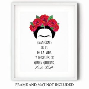 ‘Enamorate De Ti’ Frida Kahlo Quote Wall Art | Modern 8x10 UNFRAMED Print | Spanish, Bohemian, Positive, Inspirational, Typography, Motivational Home Decor