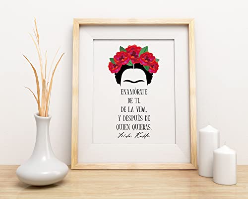 ‘Enamorate De Ti’ Frida Kahlo Quote Wall Art | Modern 8x10 UNFRAMED Print | Spanish, Bohemian, Positive, Inspirational, Typography, Motivational Home Decor