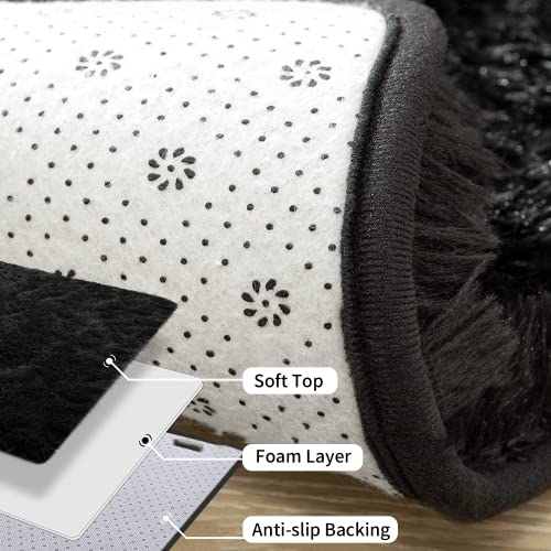 NFECO Black Soft Area Rugs for Bedroom,5x8 Feet Shag Rug,Fluffy Carpet for Living Room Decor,Shaggy Area Rug for Kids Baby Nursery Room, Plush Fuzzy Rug for Girls Boys Dorm Room, Anti-Slip