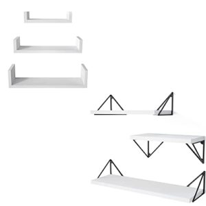 sriwatana u shelves wall mounted set of 3 and large floating shelves set of 3 （contains 2 items）