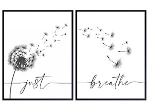 just breathe poster set 11×14 – positive quotes wall decor – encouragement gifts for women – inspirational quotes wall art & decor – uplifting gift for women – bedroom wall art – living room wall art