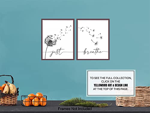 Just Breathe Poster Set 11x14 - Positive Quotes Wall Decor - Encouragement Gifts for Women - Inspirational Quotes Wall Art & Decor - Uplifting Gift for Women - Bedroom Wall Art - Living room Wall Art