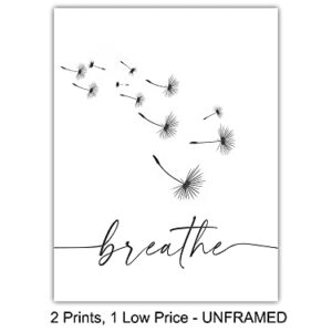 Just Breathe Poster Set 11x14 - Positive Quotes Wall Decor - Encouragement Gifts for Women - Inspirational Quotes Wall Art & Decor - Uplifting Gift for Women - Bedroom Wall Art - Living room Wall Art