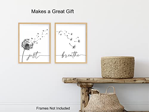 Just Breathe Poster Set 11x14 - Positive Quotes Wall Decor - Encouragement Gifts for Women - Inspirational Quotes Wall Art & Decor - Uplifting Gift for Women - Bedroom Wall Art - Living room Wall Art