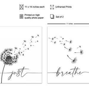 Just Breathe Poster Set 11x14 - Positive Quotes Wall Decor - Encouragement Gifts for Women - Inspirational Quotes Wall Art & Decor - Uplifting Gift for Women - Bedroom Wall Art - Living room Wall Art