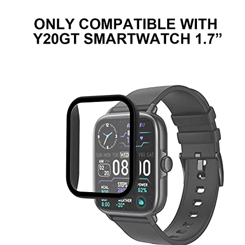 smaate Smart Watch Cases with Screen Protector for Y20GT, Compatible with WZWNEER, BANLVS, DXPICR, Bctemno Y20GT 1.7” Smartwatch, Hard PC Case with Tempered Glass, Protecting Watch Body & Screen