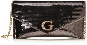 guess us virtual sequin fold-over clutch