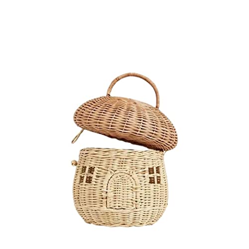 Rattan Storage Basket Decorative Woven Basket with Lid, Woven Handle Basket for Shelf Organizer, Decorative Box for Baby Kids Room.