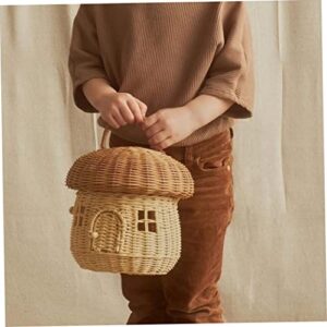 Rattan Storage Basket Decorative Woven Basket with Lid, Woven Handle Basket for Shelf Organizer, Decorative Box for Baby Kids Room.