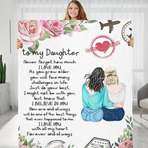 keraoo to my daughter birthday gifts, daughter flannel throw blankets gift, mother’s day wedding christmas graduation gift for daughters from mom (daughter gift-01, 60″x50″)