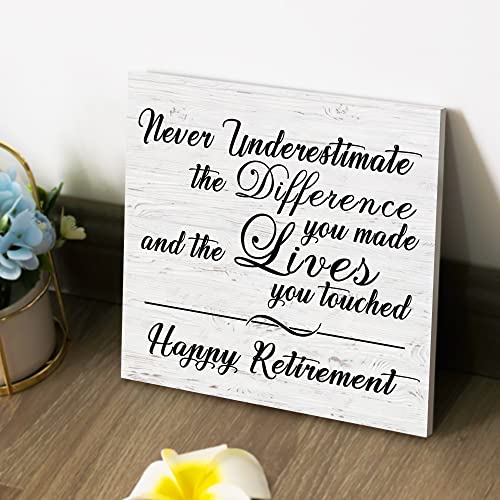 Happy Retirement Wooden Plaque, Retirement Sign for Men, Retirement Gifts for Women, Appreciation Gift For Boss, Colleague, Co-worker, Teacher, Friend, Retiring Present Idea And Stand