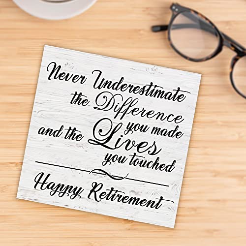 Happy Retirement Wooden Plaque, Retirement Sign for Men, Retirement Gifts for Women, Appreciation Gift For Boss, Colleague, Co-worker, Teacher, Friend, Retiring Present Idea And Stand