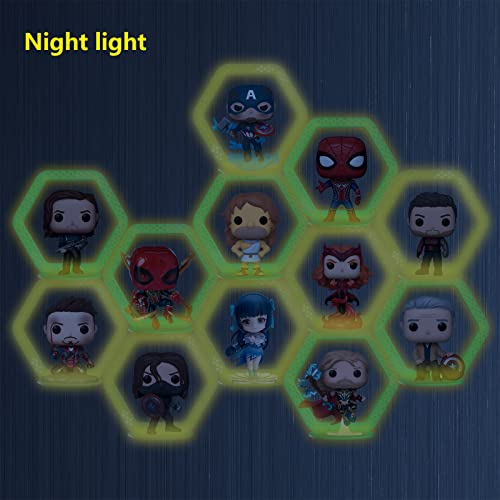 LRANFOW 12 Sets Display Shelves for Funko Pop Display or Other Pop Figures, Wall Mounted Glow at Night