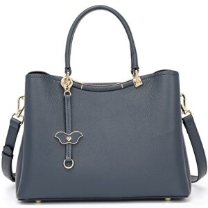 kattee women soft genuine leather satchel bags top handle crossbody purses and handbags (blue)