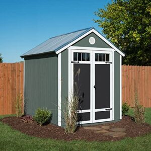 handy home products garden shed 6×8 do-it-yourself wooden storage shed with metal roof