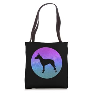 dog breed manchester terrier dog silhouette space galaxy tote bag