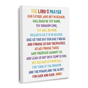 fazakion the lord’s prayer colorful wall art inspirational quotes, nursery canvas artwork wall decoration (12″x15″ framed), playroom decor kids art prints motivational posters classroom -007
