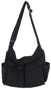 large hobo bag crossbody shoulder bag with multiple pockets canvas messenger tote bag for women and men