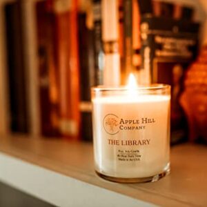 Apple Hill Company Natural Soy Candle - The Library (Teak-Wood, Cedar, and Sandalwood) 9 oz. | ~45 Hour Burn Time