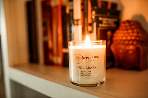 Apple Hill Company Natural Soy Candle - The Library (Teak-Wood, Cedar, and Sandalwood) 9 oz. | ~45 Hour Burn Time