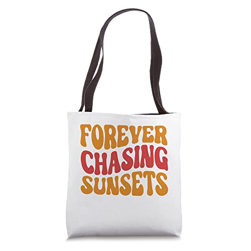 Forever Chasing Sunset Retro good Vibes Aesthetic Trendy Tote Bag