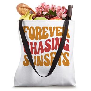 Forever Chasing Sunset Retro good Vibes Aesthetic Trendy Tote Bag