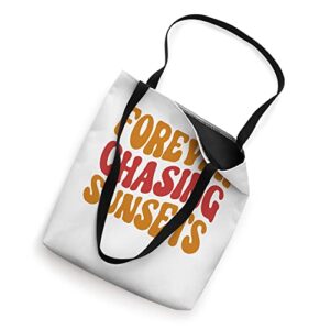 Forever Chasing Sunset Retro good Vibes Aesthetic Trendy Tote Bag