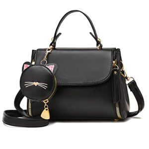 crbeqabe tote purses and handbags for women shoulder bag top handle bag for ladies kitten purse pendant