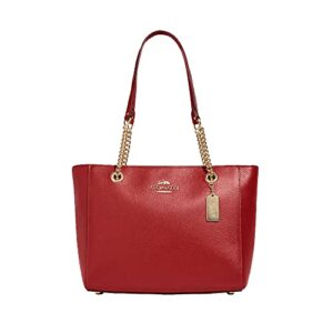 coach women’s cammie chain tote (pebble leather – red apple)