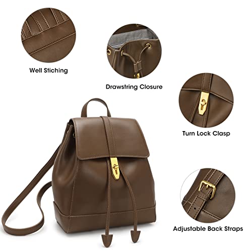 Kattee Genuine Leather Backpack Purse for Women Fashion Rucksack Ladies School Shoulder Bag Medium Size Adjustable Straps