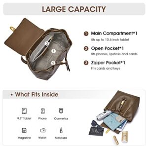 Kattee Genuine Leather Backpack Purse for Women Fashion Rucksack Ladies School Shoulder Bag Medium Size Adjustable Straps