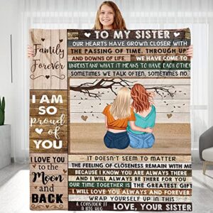 keraoo personalized blanket gift for sister, birthday gifts for friends, flannel throw blankets valentines day graduation birthday gift for sister, bff, sister (for sister, 60″x50″)