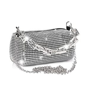 kiino silver purse rhinestone purse silver clutch silver bag sparkly purse crossbody shoulder