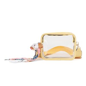 maxwise clear crossbody bag, stadium approved clear purse bag for concerts sports event(light yellow)