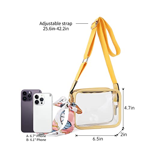 MAXWISE Clear Crossbody Bag, Stadium Approved Clear Purse Bag for Concerts Sports Event(Light Yellow)