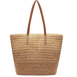 crbeqabe straw beach tote bag for women large woven shoulder handbag straw bag for summer beach vocation