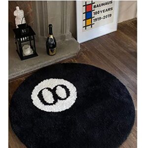 VUUEAN Round Towel Fun 8 Ball for Beach Pool Surfing Outdoor Yoga Black Area Rug, Billiard Pool Eight Ball Carpet (Black, 39.37 * 39.37)