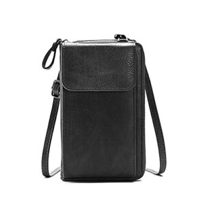 tingya small crossbody bag cell phone purse wallet with credit card slots for women (black)