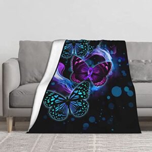 butterfly blanket for girls, purple throw blankets butterfly gifts for women, soft cozy blanket for couch sofa, flannel lightweight travel blanket for all season, 50″x60″
