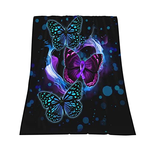 Butterfly Blanket for Girls, Purple Throw Blankets Butterfly Gifts for Women, Soft Cozy Blanket for Couch Sofa, Flannel Lightweight Travel Blanket for All Season, 50"x60"