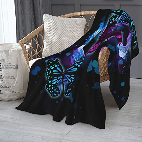 Butterfly Blanket for Girls, Purple Throw Blankets Butterfly Gifts for Women, Soft Cozy Blanket for Couch Sofa, Flannel Lightweight Travel Blanket for All Season, 50"x60"