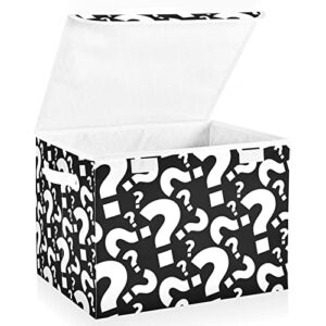 Kigai Question Mark Pattern Lidded Home Storage Bins, Foldable Storage Basket with Double Handle, Flip-Top Storage Box for Toys Clothes Documents