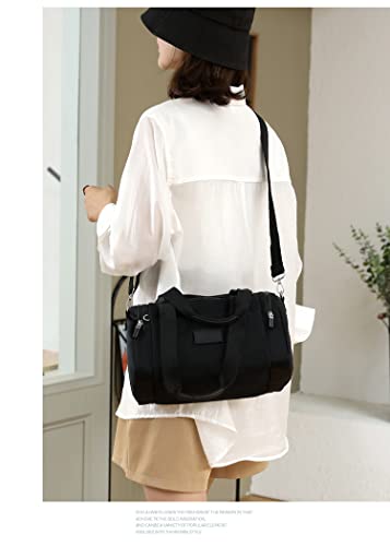 Women's Crossbody Satchel Bag Canvas Tote Bag Small Satchel Bag Round Nylon Purse Shoulder Bag Hobo Bag Chic