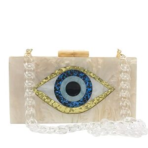ddqyyspp acrylic evil eye purse women box evening bags and clutches chain shoulder crossbody handbag, beige